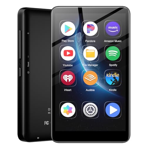 160 GB Leitor MP3 e Mp4 com Spotify, 4,02" leitor MP3 com Bluetooth e WLAN, ecrã tátil Android13 reprodutor MP4 suporte para audição Amazon Music Deezer Google Play, suporta até 1 TB