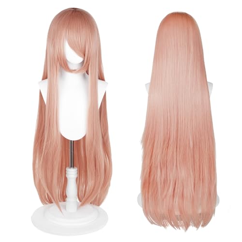 Peruca comprida de 100 cm, cosplay de anime universal, perfeita para festas, uso diário, festivais e Halloween, ideal para TV, cinema e cosplay de jogos (ouro rosa)