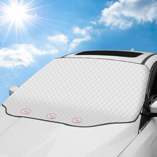 Tevlaphee Para-sol carro dianteiro, para-sol carro, para-sol dianteiro carro, magnético, dobrável, proteção contra raios UV, antigo e neve, adequado para a maioria dos carros e Suvs 193 * 157 * 126 cm