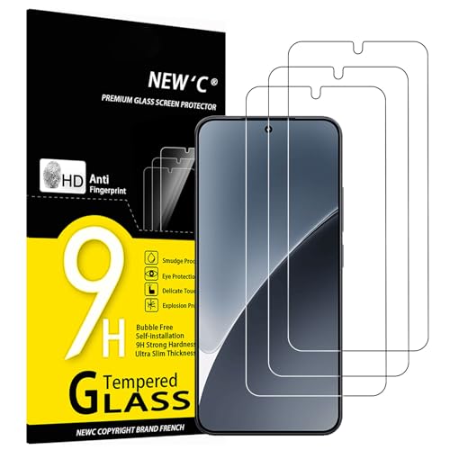NEW'C 3 peças, protetor de ecrã para Xiaomi 15, vidro temperado anti-riscos, anti-impressões digitais, sem bolhas, dureza 9H, 0,33 mm ultra transparente, ultra resistente
