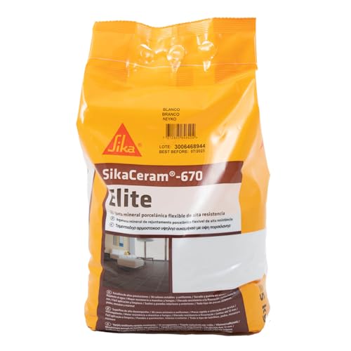 SIKA - Junta mineral de porcelana flexível - SikaCeram-670 Elite - Cinzento - de alta resistência colorida para enchimento de juntas de 2 - 12 mm em paramentos e pavimentos - 5 kg
