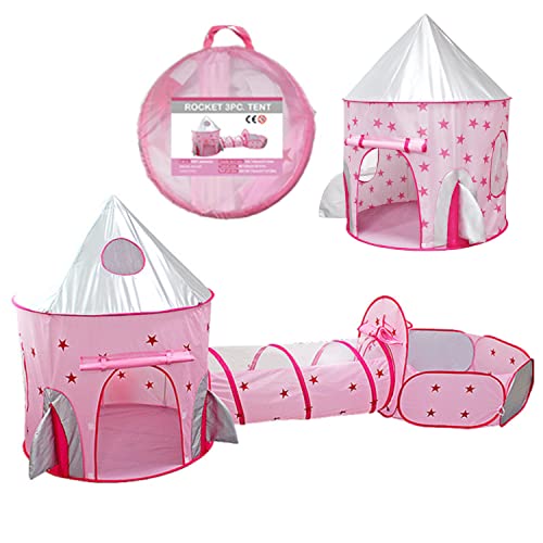 Benebomo Tunel de jogo infantil, túnel jogo bebé, tenda infantil com tunel, tenda de estrela rosa, interior e exterior, com bolsa de transporte