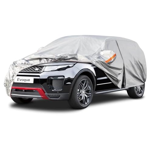 Kayme Capa de carro exterior, compatível com Land Rover Range Rover Evoque (2012-2025), capa para carro impermeável, anti-UV, anti-UV, de 6 camadas, cobertura de carro com fecho de correr e forro de