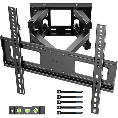 BONTEC Suporte de parede para ecrãs planos e curvas de 23 a 70 polegadas, suporte de parede com inclinação e giratória, com braço duplo de movimento completo, MAX VESA 400 x 400 mm