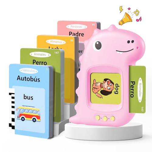 Cartões flash falantes cartão flash falante brinquedos educativos crianças para 3 anos flash colunas brinquedos de aprendizagem cartões falantes falantes Talking Flash Card (Espanhol rosa)