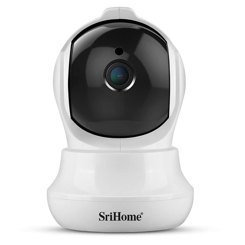SriHome SH020, câmara de segurança sem fios 1080P HD câmara IP wi-fi visão noturna infravermelha, áudio bidirecional, branco