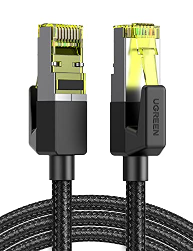 UGREEN Cabo de rede ethernet LAN 10 gigabit, 600 MHz nylon entrançado com conector RJ45, compatível com PS5 Xbox X/S PC Macbook, Cat 7/6/5, 10 metros