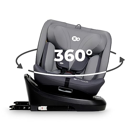 Kinderkraft I-GROW Cadeira de carro para bebé e crianças, I-SIZE 40-150 cm, Isofix, cadeira ajustável, cadeira, RWF, FWF, universal para assento de carro, 360º, grupo 0+/1/2/3, 0-36 kg, cinzento