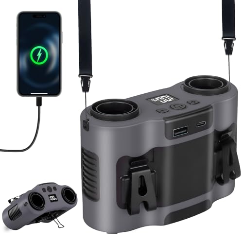 POPERFUN Ventoinha portátil de 28000 mAh, 42 H, ventilador de cintura com 5 velocidades e saída de ar dupla, recarregável fãs de pescoço para trabalho ao ar livre, acampamentos e viagens