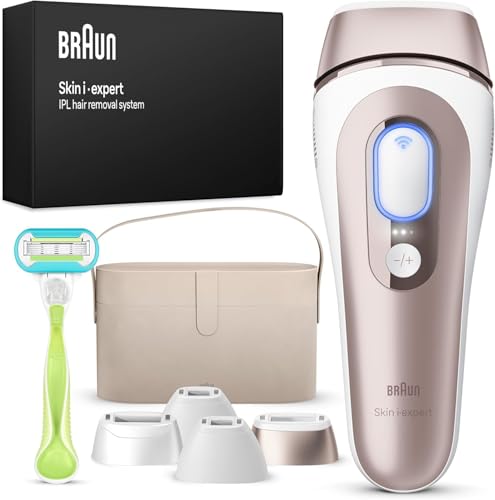 Braun Luz de pulso Skin i·expert Smart IPL, remoção de pêlos em casa, app gratuita, capa, máquina Vênus, 4 cabeças, PL7387