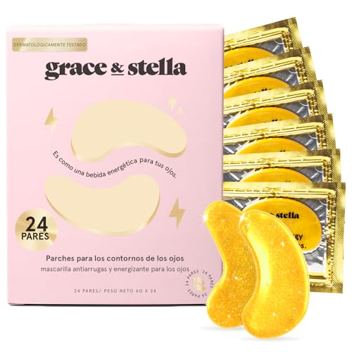 Grace and Stella Patches olhos bolsas e orelhas para reduzir as orelhas, bolsas, rugas - adesivos olhos de gel, cuidados pessoais vegan não estado em animais [24 pares, ouro]