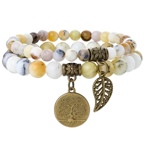 Farfume Pulseiras de chakra para mulher - pulseira de cristais de pedras curativas para mulher pedras preciosas naturais ioga Reiki bracelete - um conjunto de pulseiras duplas