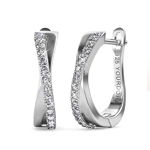 YOURDORA Brincos de argola em prata de lei 925 para mulher, com zircónias de Swarovski, joias, presente para mulher