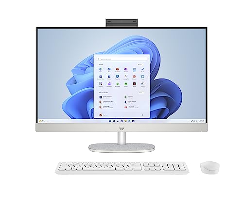 HP 27-cr0005ss Computador Full HD de 27" com câmara, teclado e rato sem fios (AMD Ryzen 7 7730U, 16 GB RAM, 1TB SSD, AMD Radeon Graphics, Windows 11) branco, teclado QWERTY espanhol