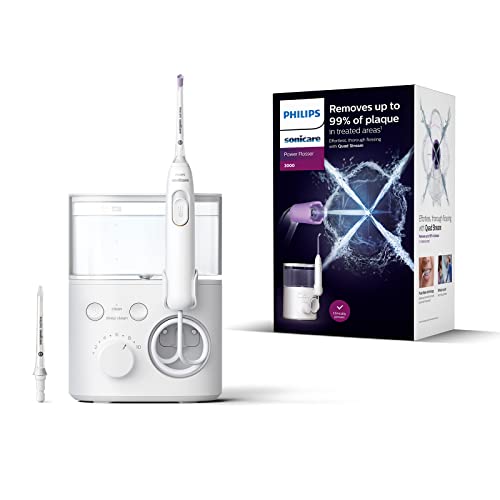 Philips Irrigador oral Sonicare Power Flosser 3000 com tecnologia Quad Stream modelo HX3711/20, White, 1 item, 1,0 unidade, branco, com depósito