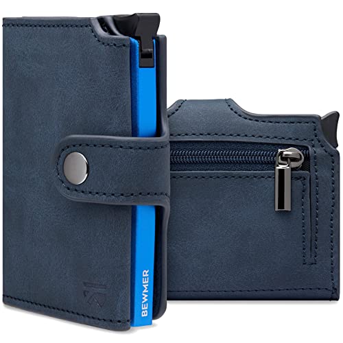 BEWMER Carteira porta-cartões 2 para homem e mulher com porta-moedas | carteira minimalista porta-cartões de crédito (proteção RFID), bilhetes e moedas