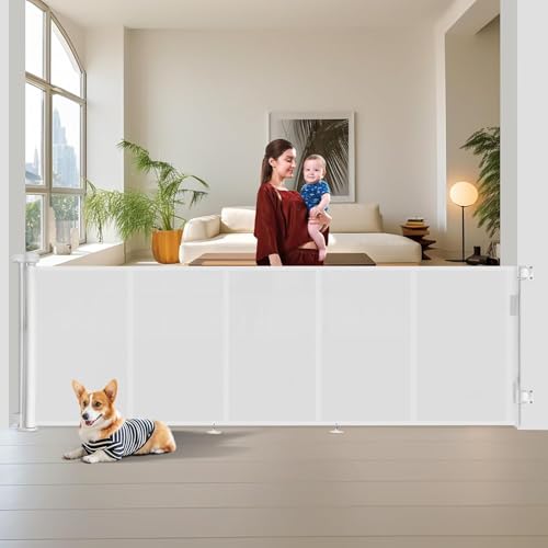 Porta de segurança para bebé extensível, barreira de segurança para crianças e cães, 0 - 300 cm barreira retrátil para escadas e corredores, interiores e exteriores