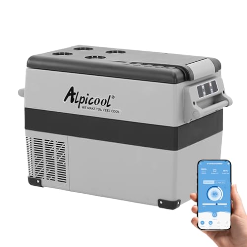 Alpicool CF45 45 litros frigorífico portátil elétrico frigorífico de carro 12 V 24 V mini frigorífico CA 220 V para casa, campismo, viagens, carro, 20 ºC a 20 °C