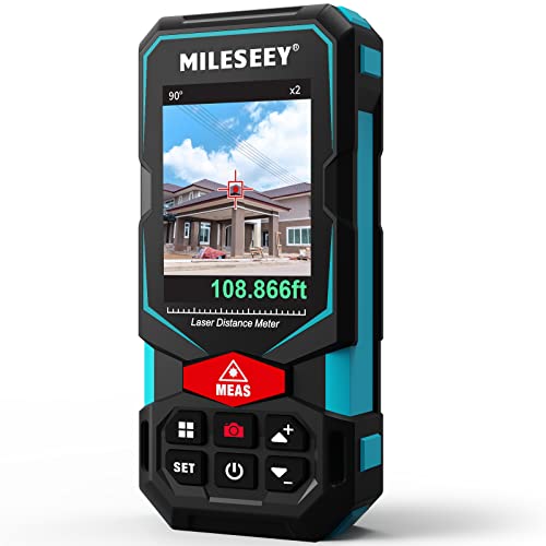 MiLESEEY Medidor de distância a laser 100 m com aplicação, telémetro laser recarregável com câmara apontadora, tecnologia P2P, medição de comprimento alcance ao ar livre