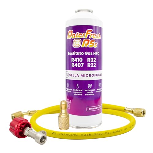 Gas Refrigerante Ralerfresh RS substituto de gás R410, R32, R407 e R22 recarga de gás refrigerante orgânico para ar condicionado Split ecológico eficiente recarga rápida (garrafa RSs + mangueira)