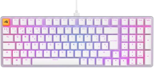 Glorious Gaming GMMK 2 Full Size (96%) - teclado gaming mecânico, capa de alumínio, personalizável, keycaps duplos, switches Glorious Fox, RGB, distribuições QWERTY espanhol, branco