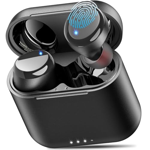 TOZO T6 Auriculares sem fios Bluetooth 5.3 com controlo tátil ORIGX 2.0 acústico EQ ajuste 50H reprodução suporta carregamento sem fios e USB tipo C IPX8