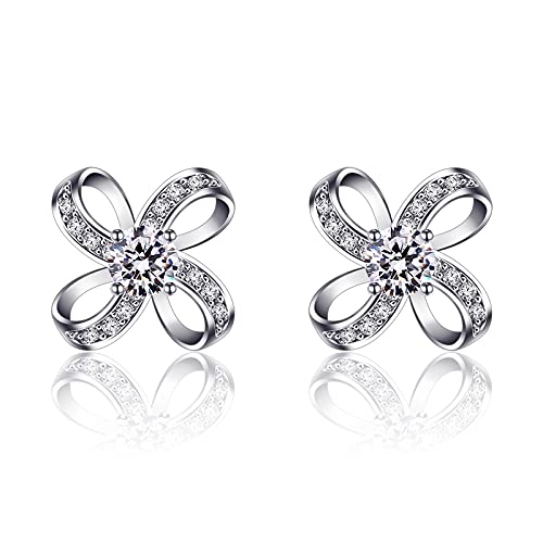 Jewlldeen Brincos de prata de lei para mulher, joalharia de porca com zircônia cúbica 925, presentes para ela, namorada, mãe, prata de lei, zircônia cúbica, Prata esterlina, Zircônia cúbica