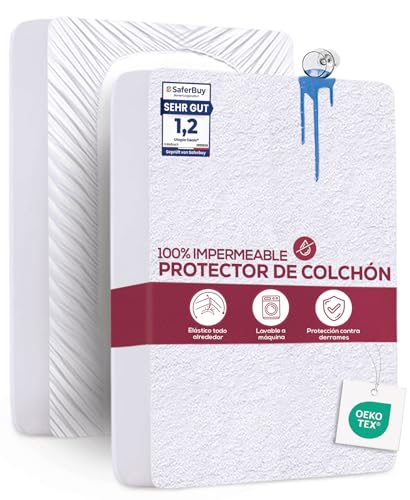 Utopia Bedding Protetor de colchão 150 x 200 x 30 cm, impermeável, certificação Oeko-Tex capa de colchão, cobertura de colchão respirável, elástico em todo o contorno