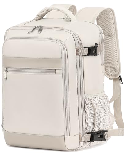 KLOSTAIN Mochila viagem cabine avião para Ryanair mochila cabine bagagem de mão mala viagem trabalho escola para homem mulher, Bege, Moderno