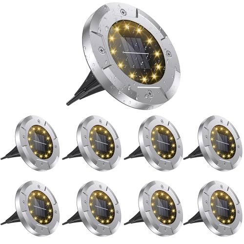 AGOTD Candeeiro solar de chão exterior para jardim, 12 LEDs, luzes solares resistentes à água para relva, passarela, pátio, caminho de entrada