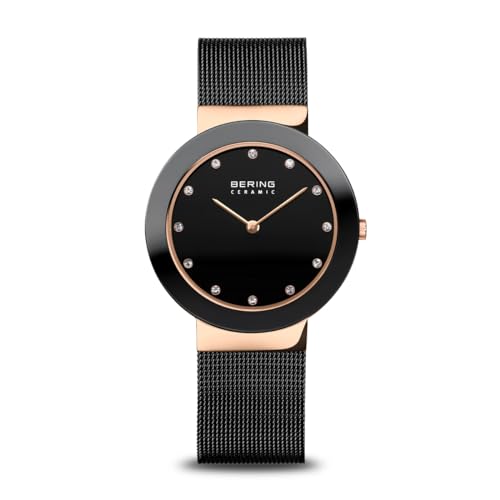 BERING 11435 Reloj de Cuarzo para Mujer de con Caja de Acero Inoxidable de 35 mm y Esfera, Correa milanesa, Cristal de Zafiro y Resistencia al Agua de 5 ATM