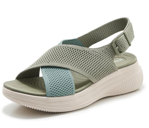 Meik Mangni Sandálias femininas ortopédicas verão sandália rasas desportivas sapatos de praia confortáveis sandálias de caminhadas
