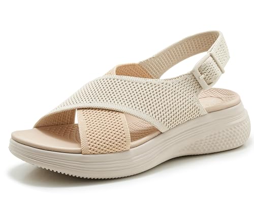 Meik Mangni Sandálias femininas ortopédicas verão sandália rasas desportivas sapatos de praia confortáveis sandálias de caminhadas