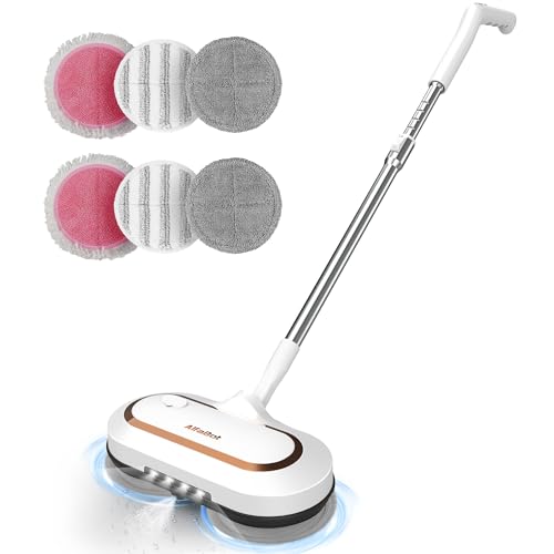 AlfaBot S2, Cofre elétrico sem fios 400 ml, 60 min de automonomia, Mopa elétrica sem cabo com função de pulverização e LED, para limpar, esfregar e polir para pisos de madeira e azulejos