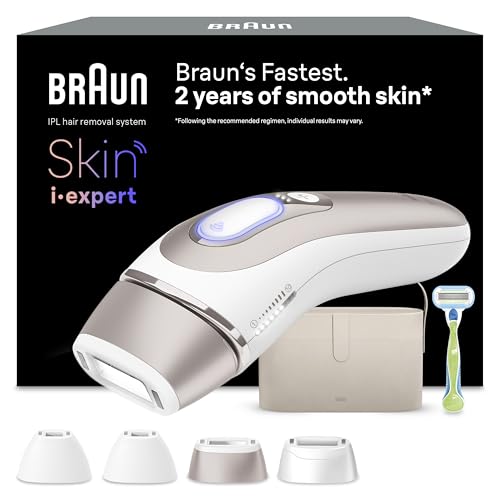 Braun Luz de pulso Skin i·expert Smart IPL, eliminação de pêlos em casa, alternativa à remoção a laser com inteligência artificial, precisar, máquina Vênus, 4 cabeças para rosto e corpo, PL7387