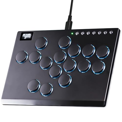 Sehawei Arcade Fight Stick, 16 Keys Alumínio Alloy Game Keyboard, teclado com Turbo Functions e Custom RGB para PS4/Switch/PC/PS3/Steam (M16 Black)