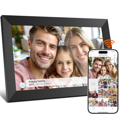Moldura para fotos digital WiFi de 16 GB, moldura digital com fotos de 10,1 polegadas, compartilhe fotos com a moldura digital através da aplicação de qualquer lugar, ecrã táctil de 1280 x 800 (Black)