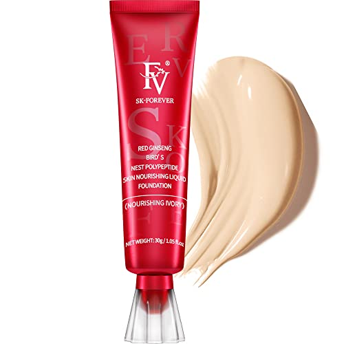FV Base de maquilhagem líquida hidratante, Hydrating Foundation acabamento natural, Flawless Finish base de maquilhagem para pele seca e normal, fórmula vegana, Ivory, 30 ml