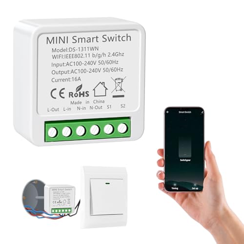 1 PC Interruptor de luz inteligente WIFI, interruptor inteligente Alexa, Smart Switch WIFI, interruptor inteligente compatível com Alexa, Tuya e Smart Life, interruptor WIFI, interruptor Alexa