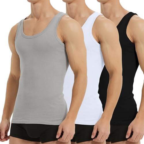 Falechay T-shirt de alças para homem pack de 5 algodão 100 % mais cores