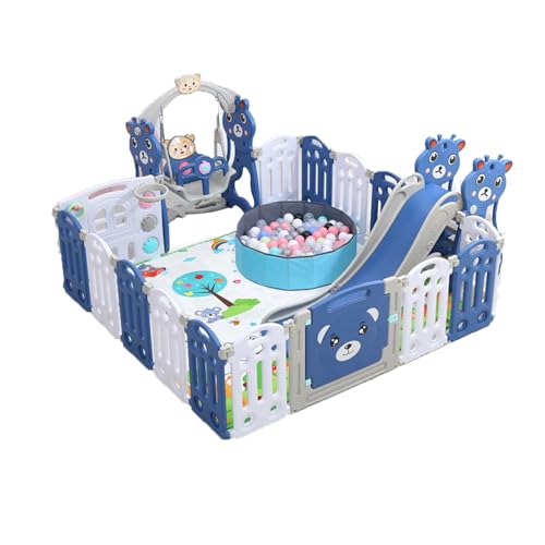 Magic ZC Parque infantil para bebé, cavalheiro bebé grande para crianças com tapete, parque de jogos para bebés dobrável interiores exteriores, centro de atividades infantis com espuma anticolisão (C