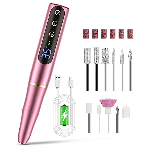Torno profissional de unhas 35000 RPM, NAILGIRLS 11 em 1 torno de unhas Nail Drill Machine, torno para unhas acrílicas recarregável por USB, torno profissional para manicure e pedicure elétrico para