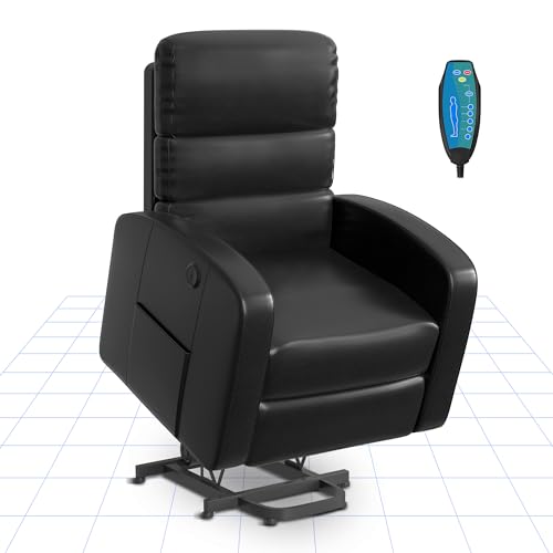 FLEXISPOT Poltrona de massagem elétrica calor poltrona reclinável 140º com 8 zonas de massagem, calor lombar, com USB/bolso lateral, acabamento em PU anti-quarto (inclui comando) - preto