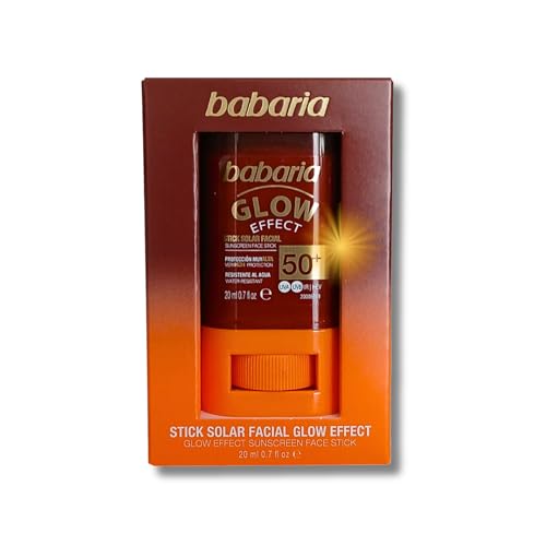 Babaria - Stick solar facial 50 | Creme solar em stick barra face de 20 ml, proteção solar 50 facial | Glow protetor solar 50