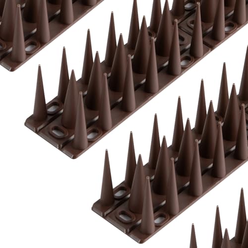OFFO Espetos anti-pombos, espetos para pombos, de 4,45 m, espetos de pombos exteriores resistentes para varandas, tetos, jardins ou barreiras privadas, anti-pombos castanho