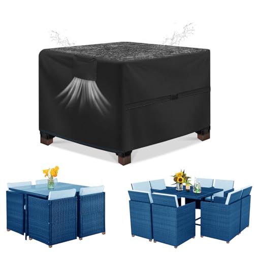 SIRUITON - Capa protetora para móveis de jardim, 70 x 70 x 70 cm, com aberturas de ventilação, impermeável, corta-vento, resistente aos raios UV, resistente a rasgões, Oxford 420D (70 x 70 x