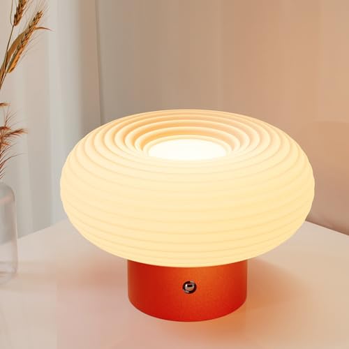 FANHAO Candeeiro de mesa de cabeceira tátil, 4000 mAh candeeiro de mesa sem fios recarregável de cogumelo para quarto, 3 cores regulável, candeeiro de mesa de cabeceira pequeno candeeiro moderno para