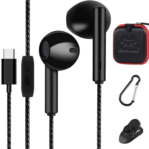 Auriculares USB C, tipo C, com redução de ruído de rádio, com cabo e microfone PC, Headphones Wired, auriculares, auriculares, para computador, mãos livres, para dormir, preto