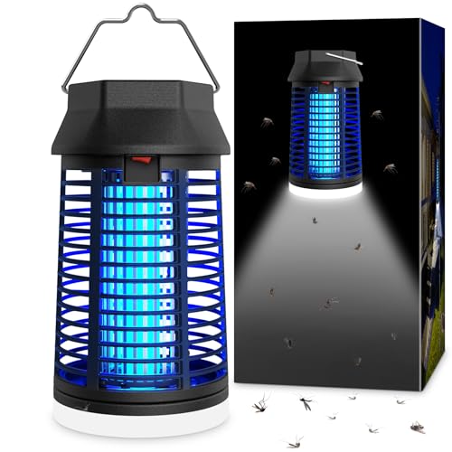 seenlast Candeeiro anti-mosquitos elétrico, mata mosquitos elétrico 4200 V 15 W UV lâmpada mosquitos, armadilha mosquitos com LED, IPX4 impermeável, área eficaz 140 m² para interior e exterior