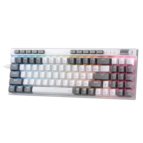 Redragon Teclado mecânico K655 75% RGB com cabo, teclado mecânico de troca a quente de 78 teclas com placa de cobertura de alumínio, tomada melhorada e teclas macro/multimédia integradas,